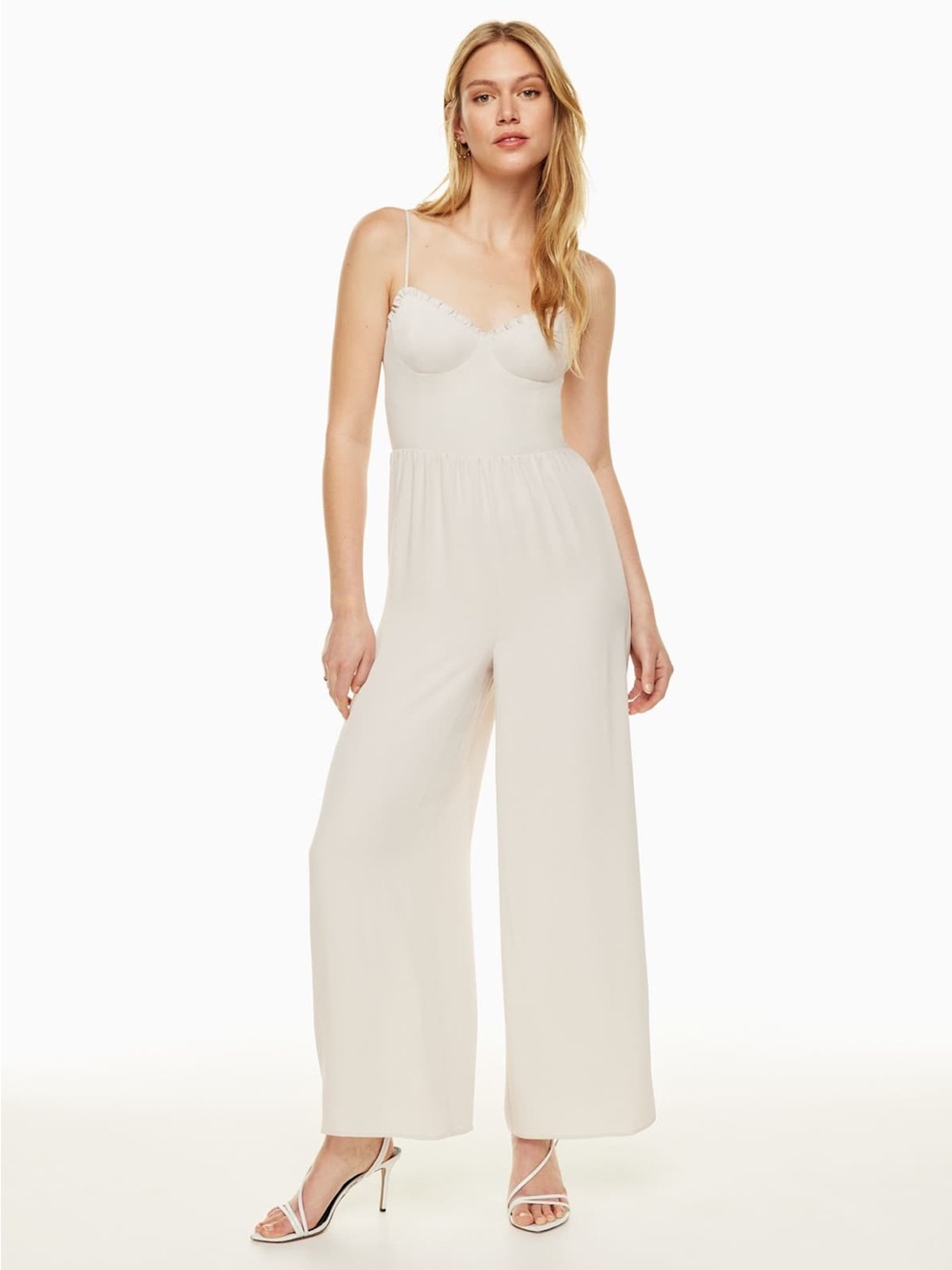 Aritzia Wilfred Fable Wide-Leg Jumpsuit Romper in Matte Pearl Size 4